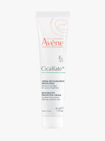 Avène Cicalfate+ Restorative Protective Cream in branded tube component on a light gray background