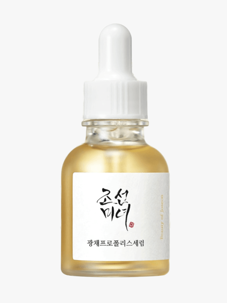 Beauty of Joseon Glow Serum in branded clear bottle with white pipette on light gray background