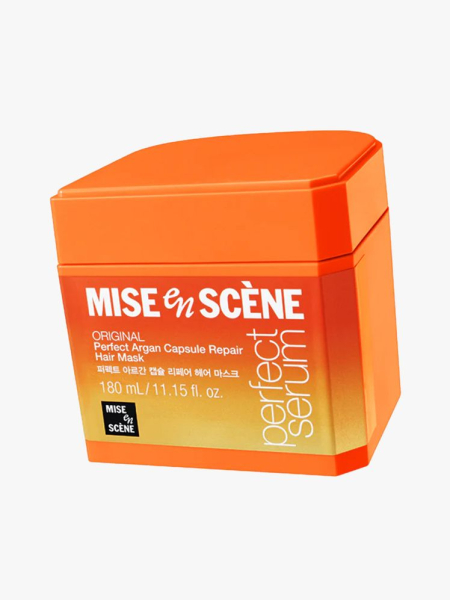 Mise en Scène Argan Oil Repair Mask in branded component on a light gray background